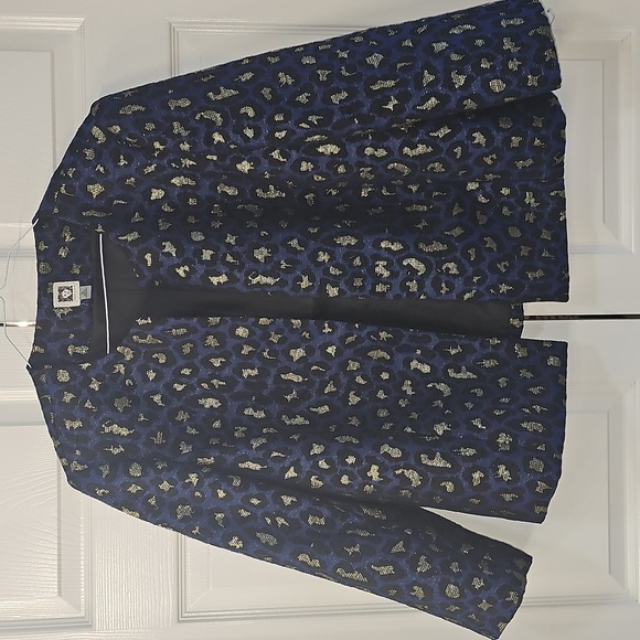 Anne Klein Vintage Long Sleeve  Animal Print Metallic Open Jacket XL - Picture 1 of 15
